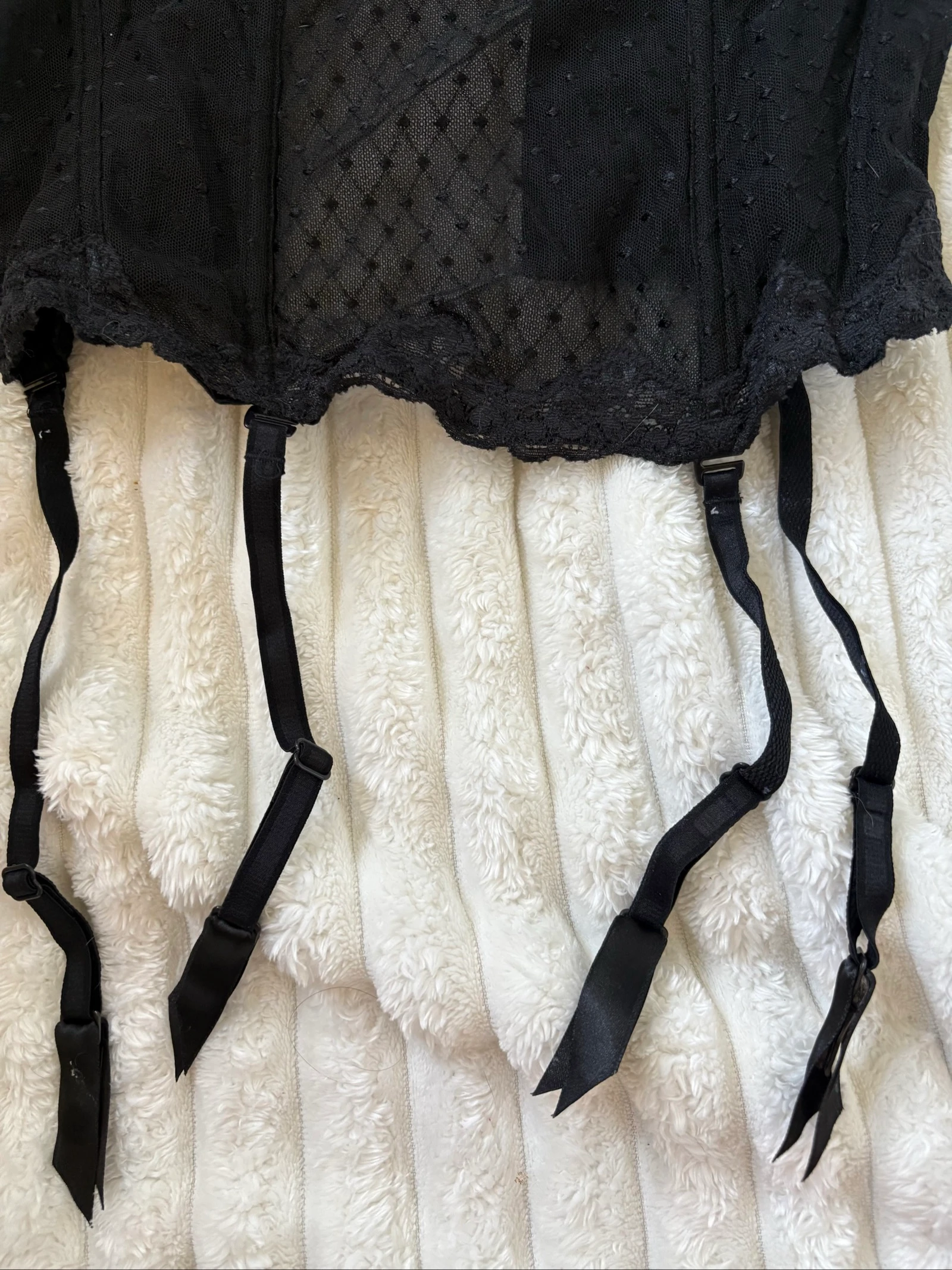 Vintage dames bustier korset met jarretelles met plissé patroon – photo 2